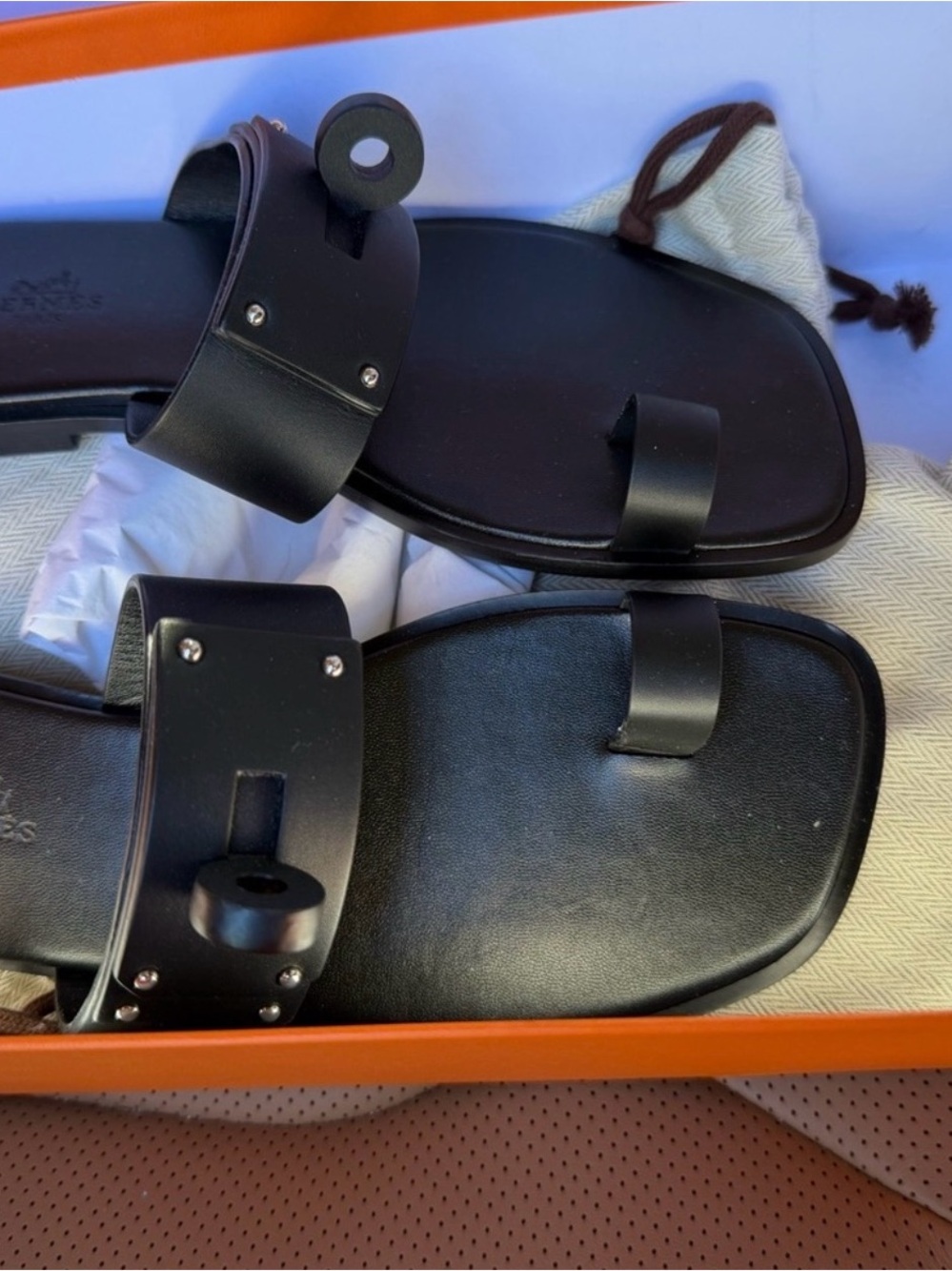 Hermes July Sandal - Black, Size 37.5/7.5 - Picture 2 of 6